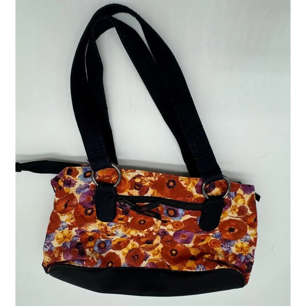 Donna Sharp Womens Shoulder Bag Red Floral Print Handbag Double Handles Travel